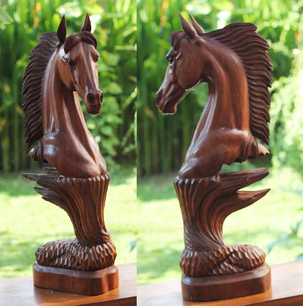 Деревянная фигурка ручной работы "Голова лошади" AH6044  купить в интернет магазине Мебель из массива. Звоните +7 495 961-63-63 Мебель Индонезии