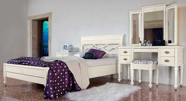 Туалетный стол "Бурбон" Слоновая кость BJ832  купить в интернет магазине Мебель из массива. Звоните +7 495 961-63-63 Туалетные столы из массива дерева