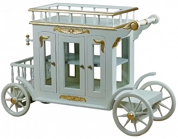 Тележка "Карета" белая MSU.295 Ivory Gold H555 купить в интернет магазине Мебель из массива. Звоните +7 495 961-63-63 Предметы интерьера для кабинета из Индонезии