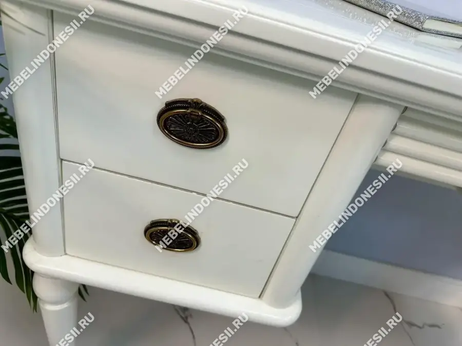Стол туалетный с зеркалом "Мария Сильва" Слоновая кость MS832-MS833  купить в интернет магазине Мебель из массива. Звоните +7 495 961-63-63 Туалетные столы из массива дерева