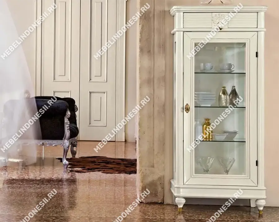 Витрина малая "Бурбон" Оливковый BJ835  купить в интернет магазине Мебель из массива. Звоните +7 495 961-63-63 Витрины из массива дерева